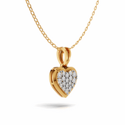 Diamond Flooded Heart Pendant - 18Kt Gold vermeil